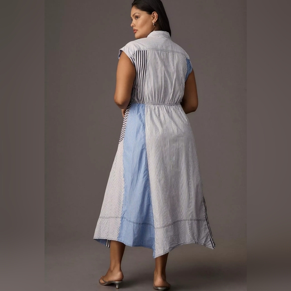 Pilcro Blue and White Striped Midi Dress - Picture 4 of 7